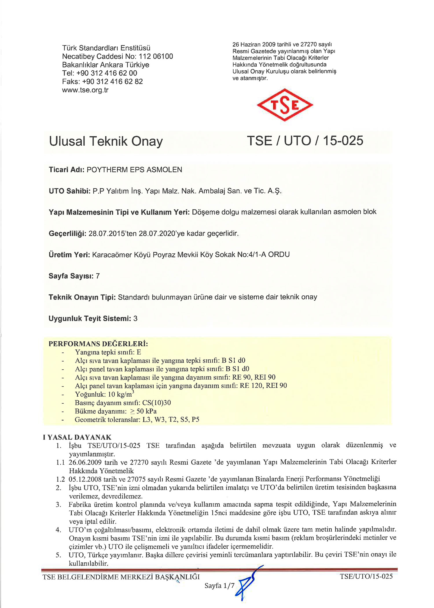 National Technical Approval Certificate